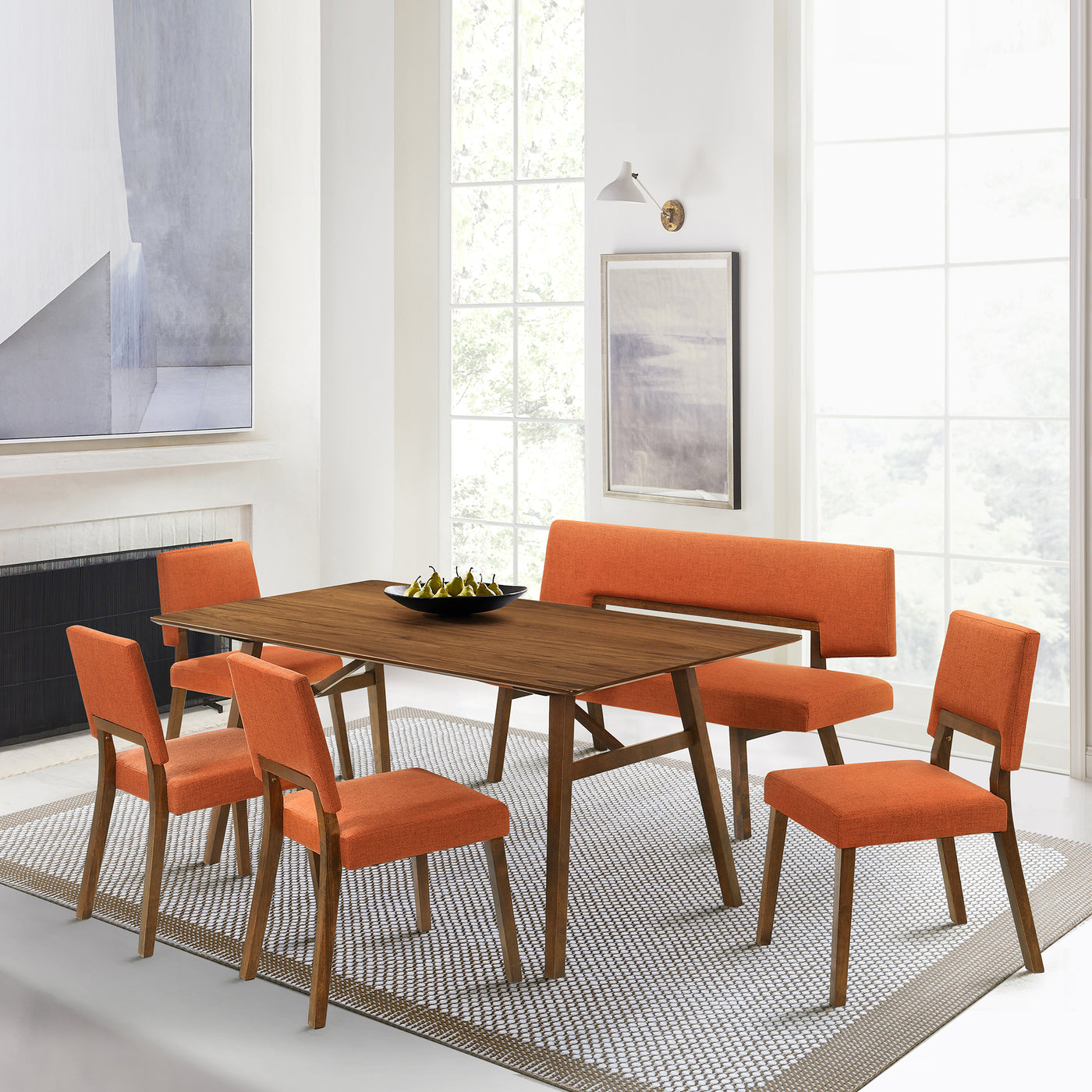Channell 6 Piece Wood Dining Table Set with Bench