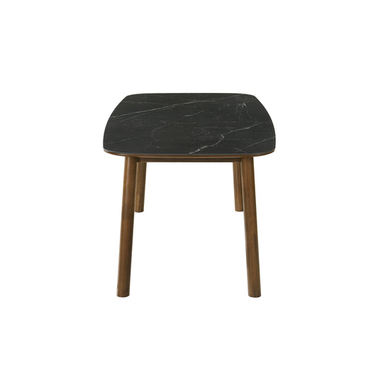 Emorie Mid-Century Modern 7-Piece Wood Dining Set in Walnut Finish with Sintered Stone Top