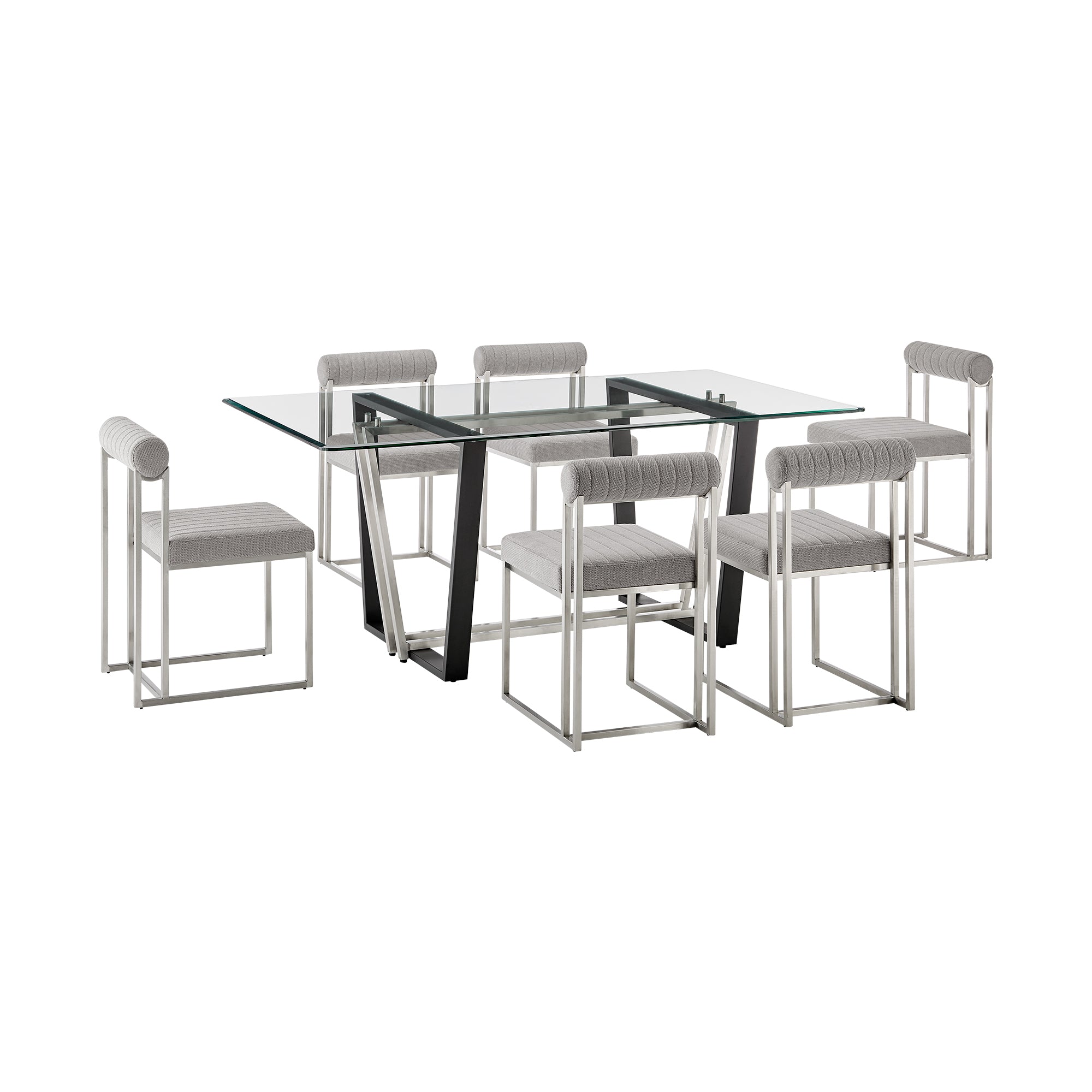 Kai Anastasia 7 Piece Rectangular Glass Dining Table Set with