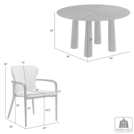 Klarissa Mid-Century Modern 6-Piece Wood Dining Set in Walnut Finish 