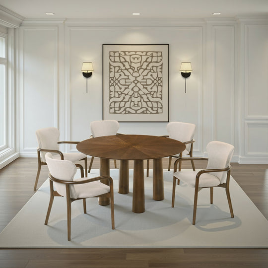 Klarissa Mid-Century Modern 6-Piece Wood Dining Set in Walnut Finish 