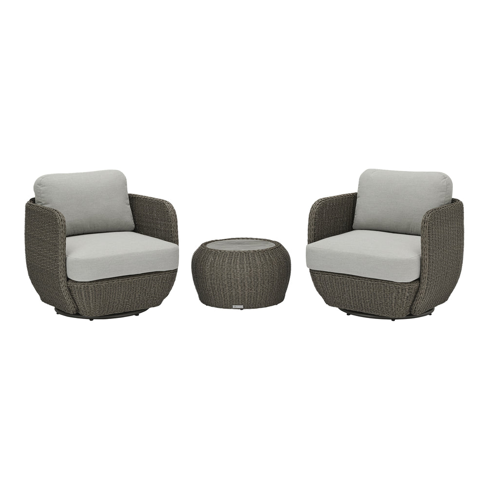 Amira 3-Piece Outdoor Swivel Lounge Chair Conversation Set