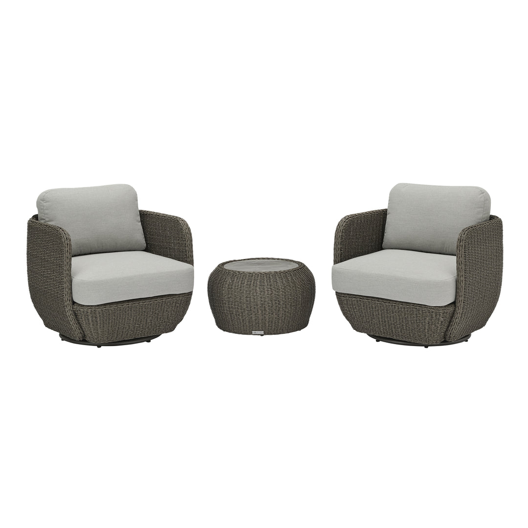 Amira 3-Piece Outdoor Swivel Lounge Chair Conversation Set