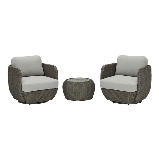 Amira 3-Piece Outdoor Swivel Lounge Chair Conversation Set