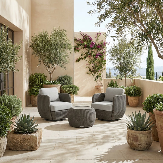Amira 3-Piece Outdoor Swivel Lounge Chair Conversation Set