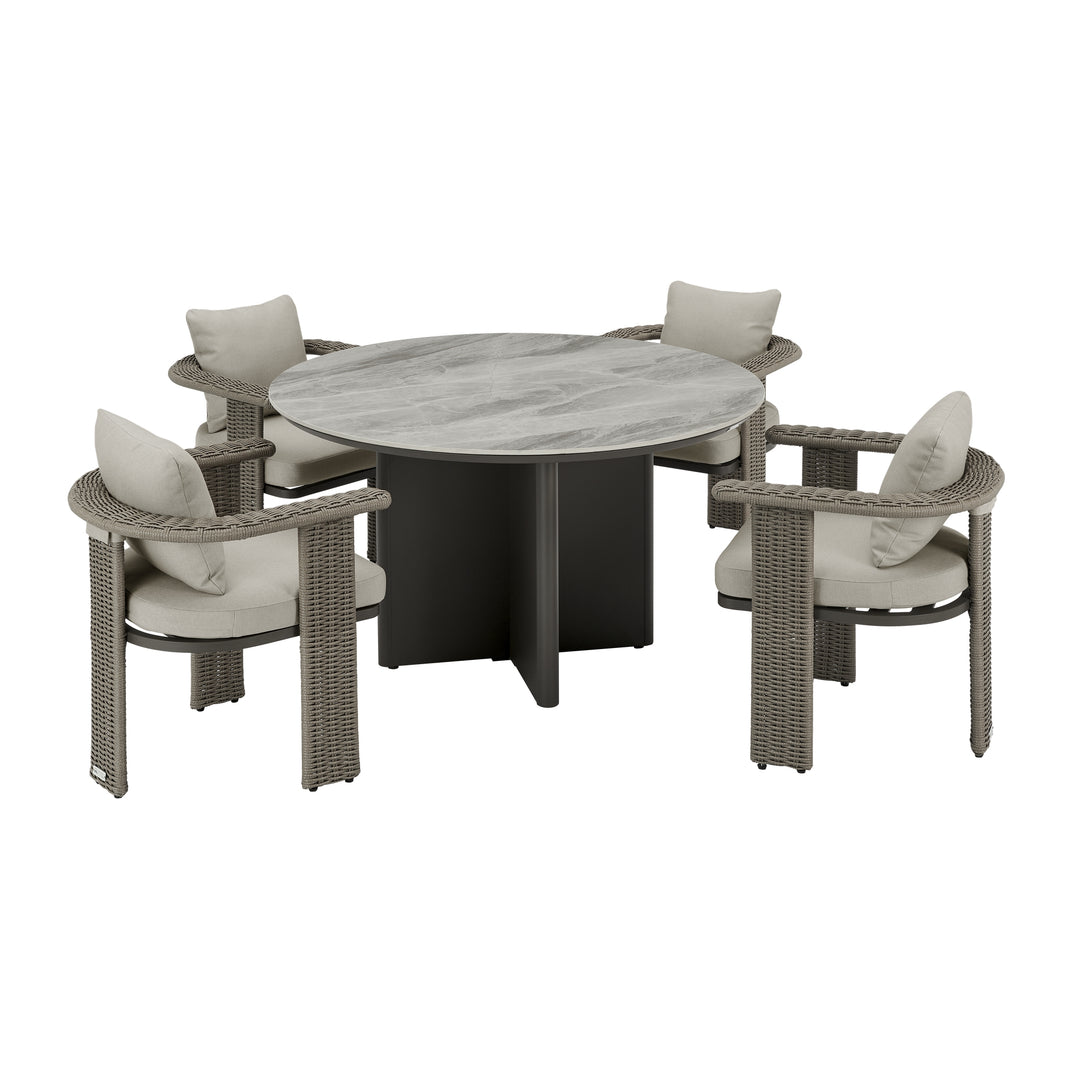 Ciela 5-Piece Outdoor Round Sintered Stone Dining Set