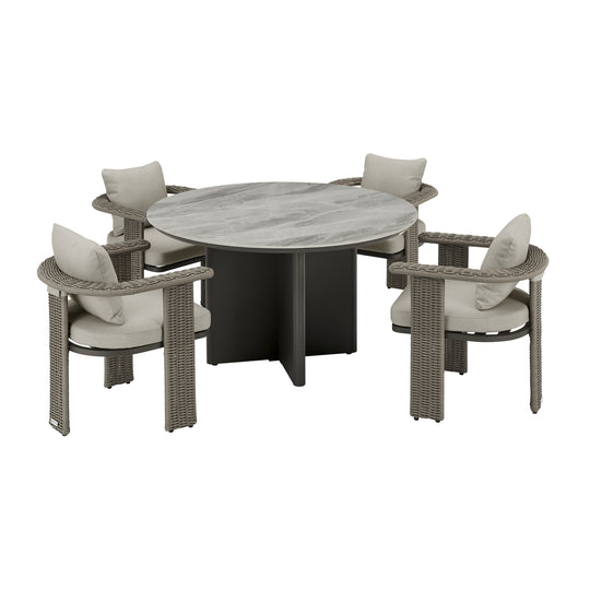 Ciela 5-Piece Outdoor Round Sintered Stone Dining Set