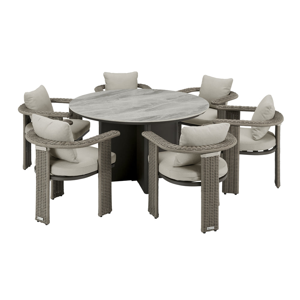 Ciela 7-Piece Outdoor Round Sintered Stone Dining Set