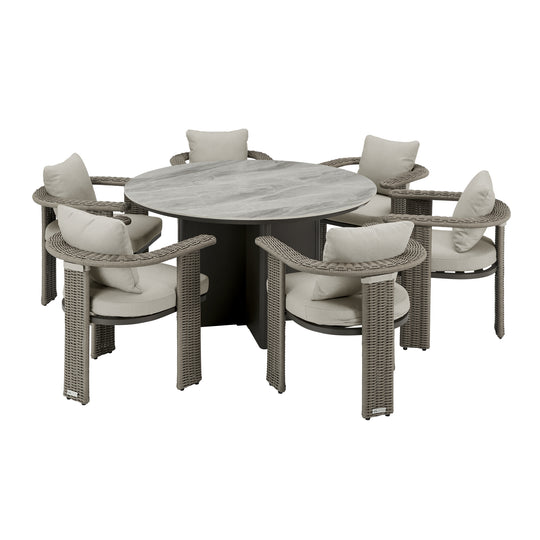 Ciela 7-Piece Outdoor Round Sintered Stone Dining Set