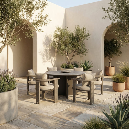 Ciela 7-Piece Outdoor Round Sintered Stone Dining Set