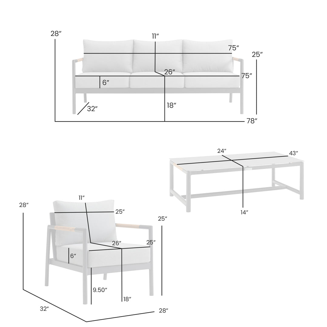 Crown Outdoor 4PC Conversation Set