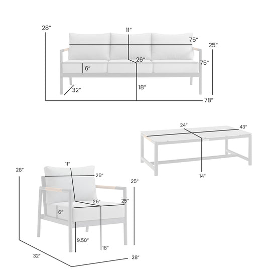 Crown Outdoor 4PC Conversation Set