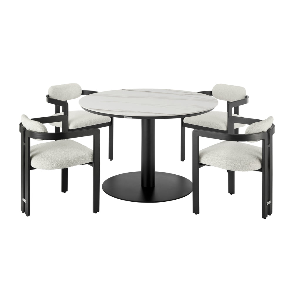 Jazmin 5-Piece Outdoor Round Sintered Stone Dining Set