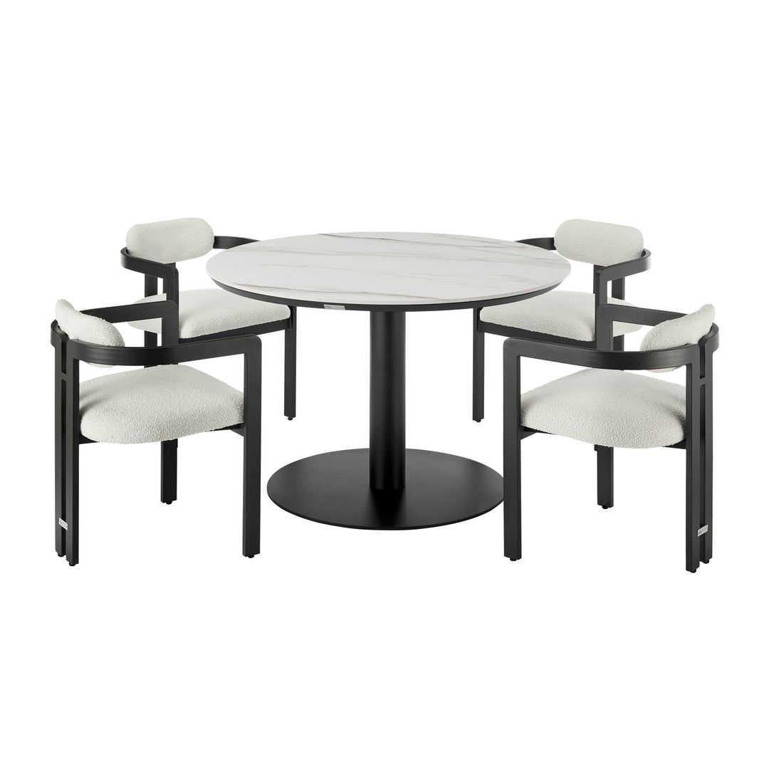 Jazmin 5-Piece Outdoor Round Sintered Stone Dining Set