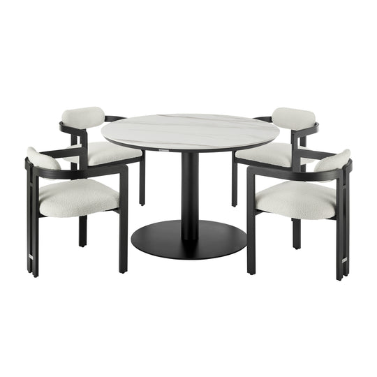Jazmin 5-Piece Outdoor Round Sintered Stone Dining Set