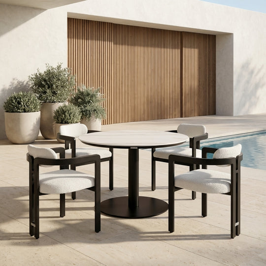 Jazmin 5-Piece Outdoor Round Sintered Stone Dining Set