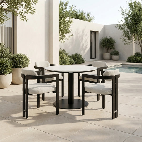 Jazmin 5-Piece Outdoor Round Sintered Stone Dining Set