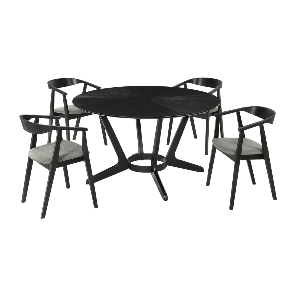 Santana 5 Piece Round Wood Dining Set