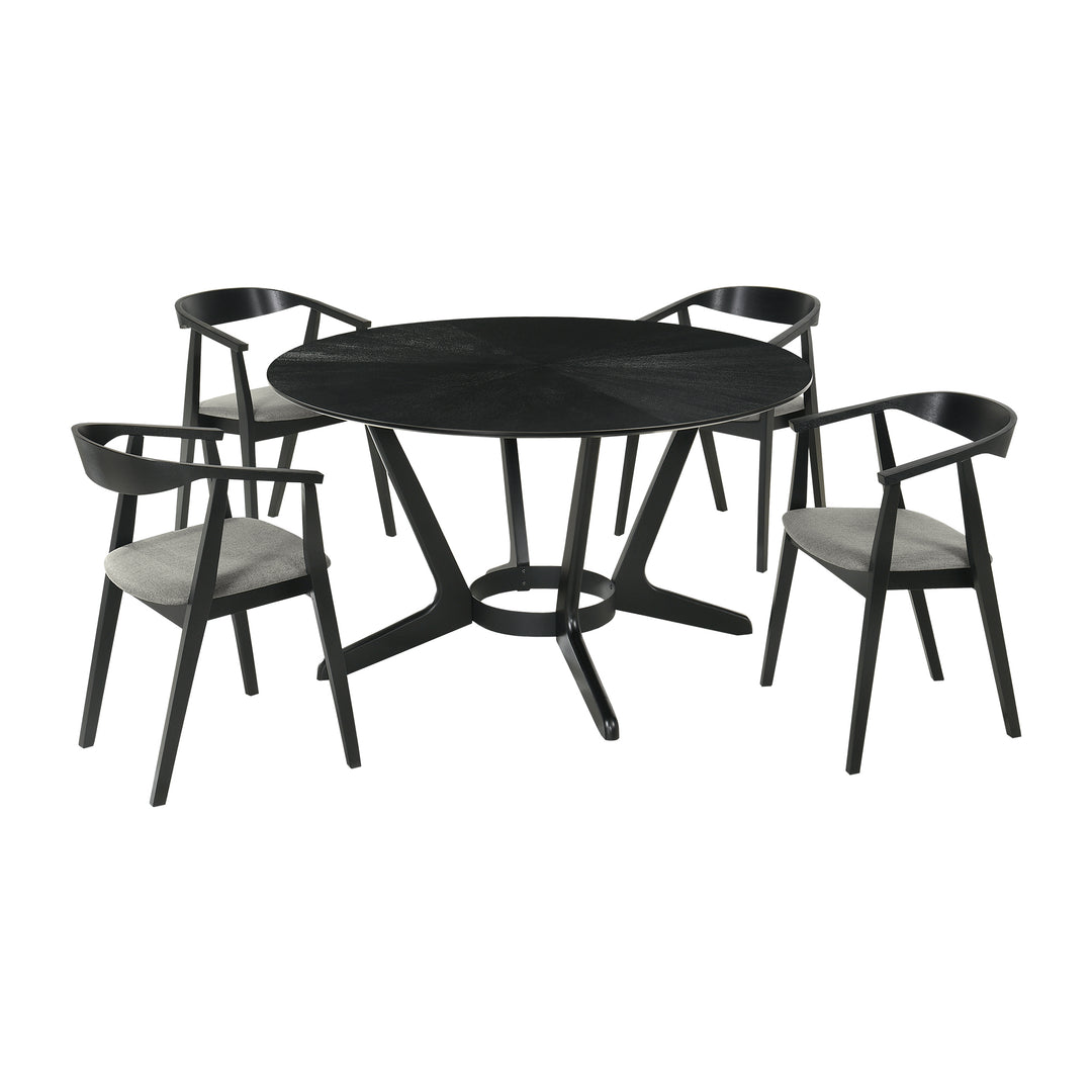 Santana 5 Piece Round Wood Dining Set