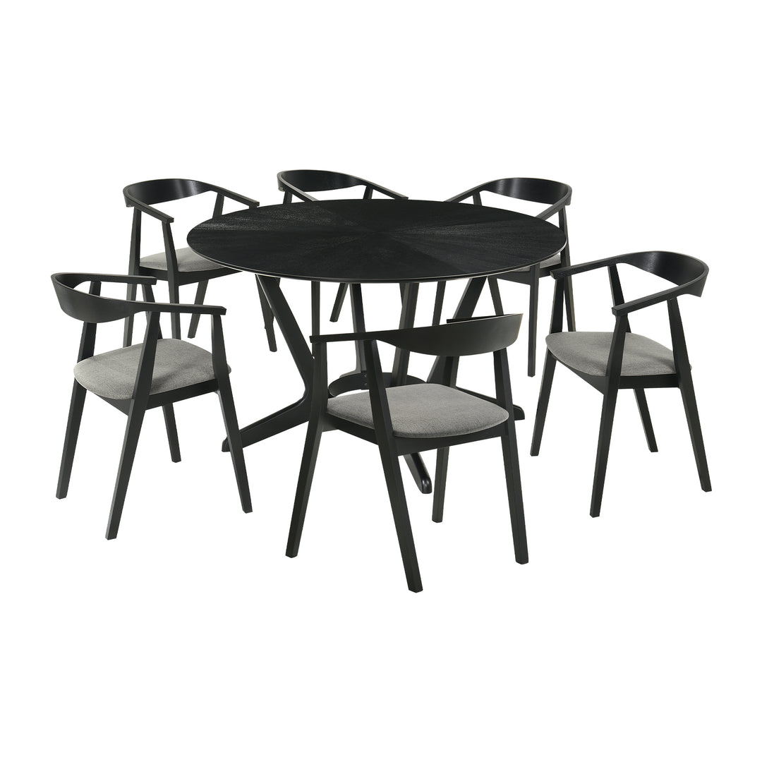 Santana 7 Piece Round Wood Dining Set