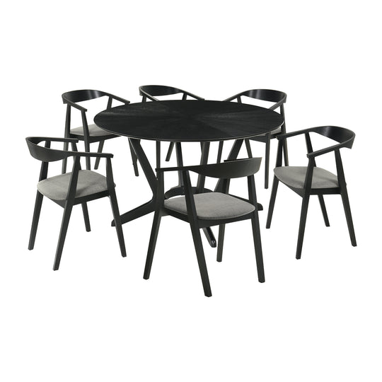 Santana 7 Piece Round Wood Dining Set