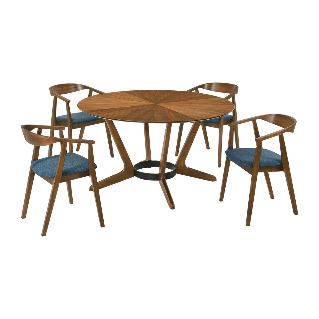 Santana 5 Piece Round Wood Dining Set