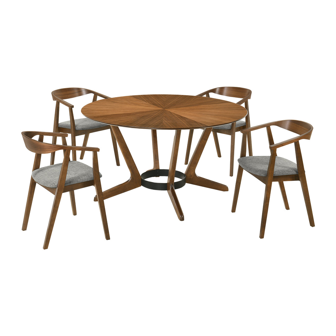 Santana 5 Piece Round Wood Dining Set