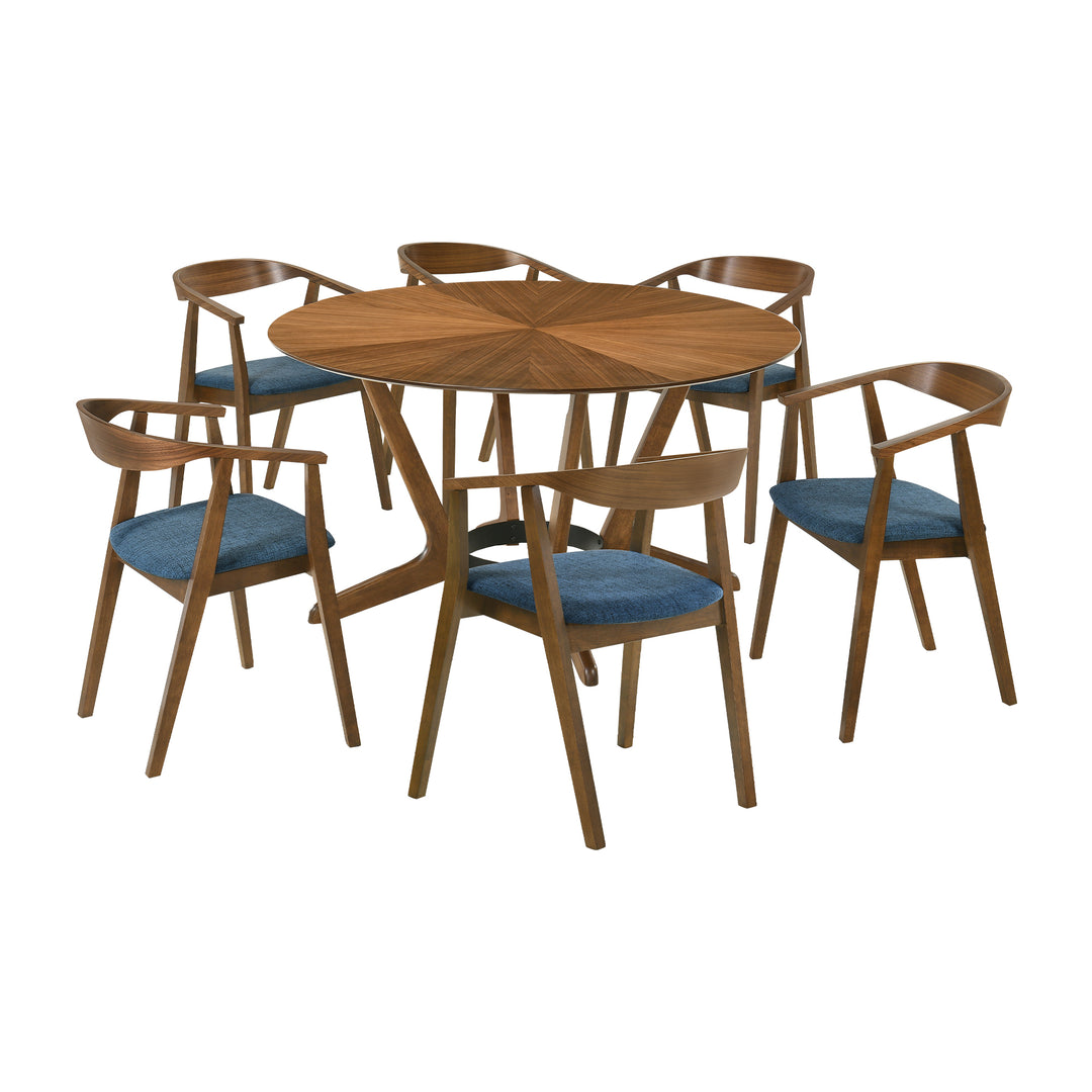 Santana 7 Piece Round Wood Dining Set