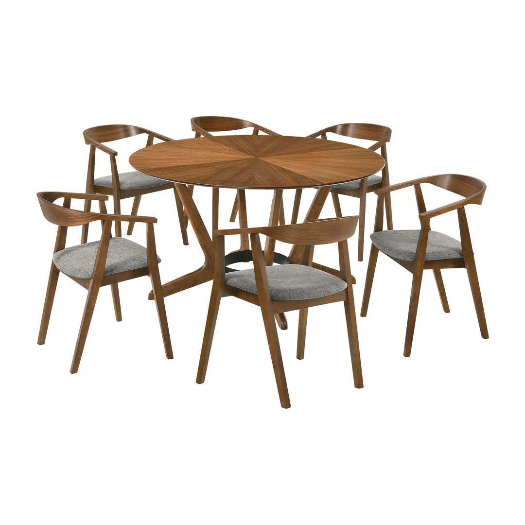 Santana 7 Piece Round Wood Dining Set