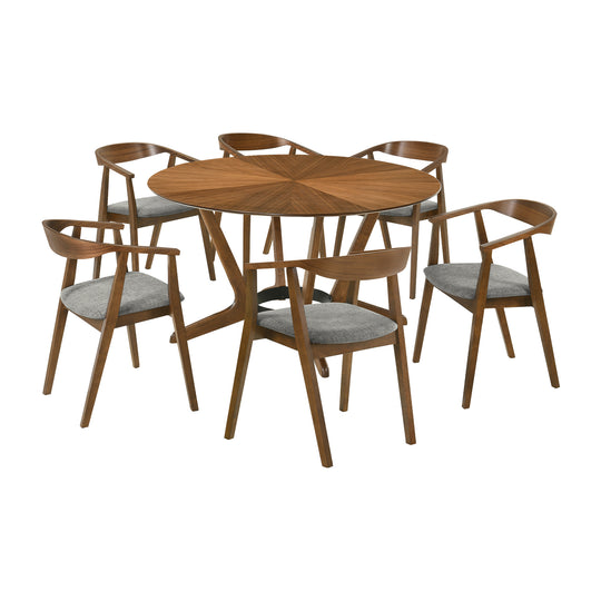 Santana 7 Piece Round Wood Dining Set