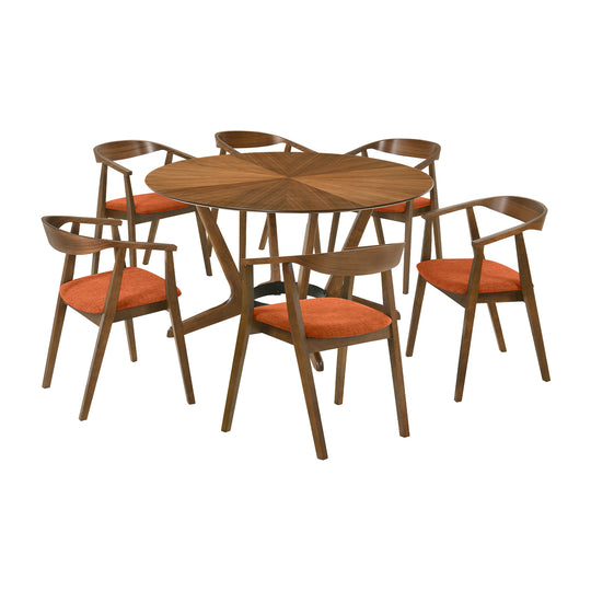 Santana 7 Piece Round Wood Dining Set