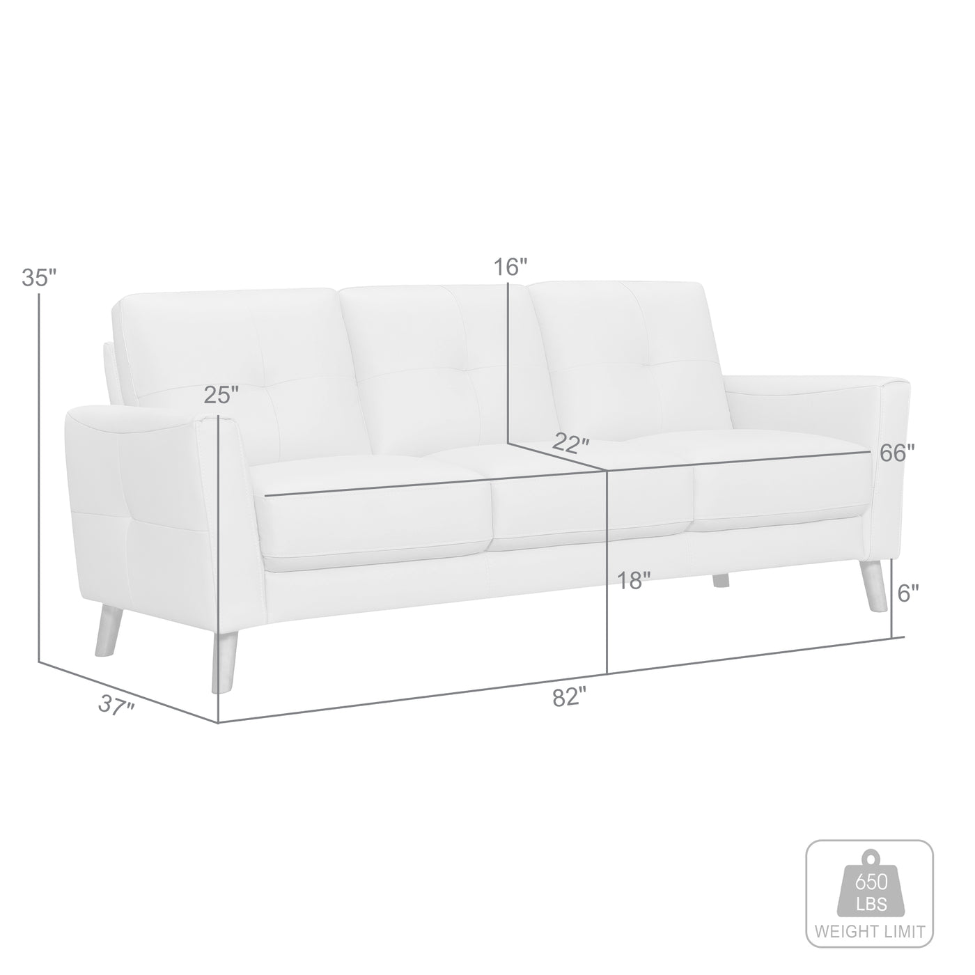 Almafi 82 in. Leather Sofa