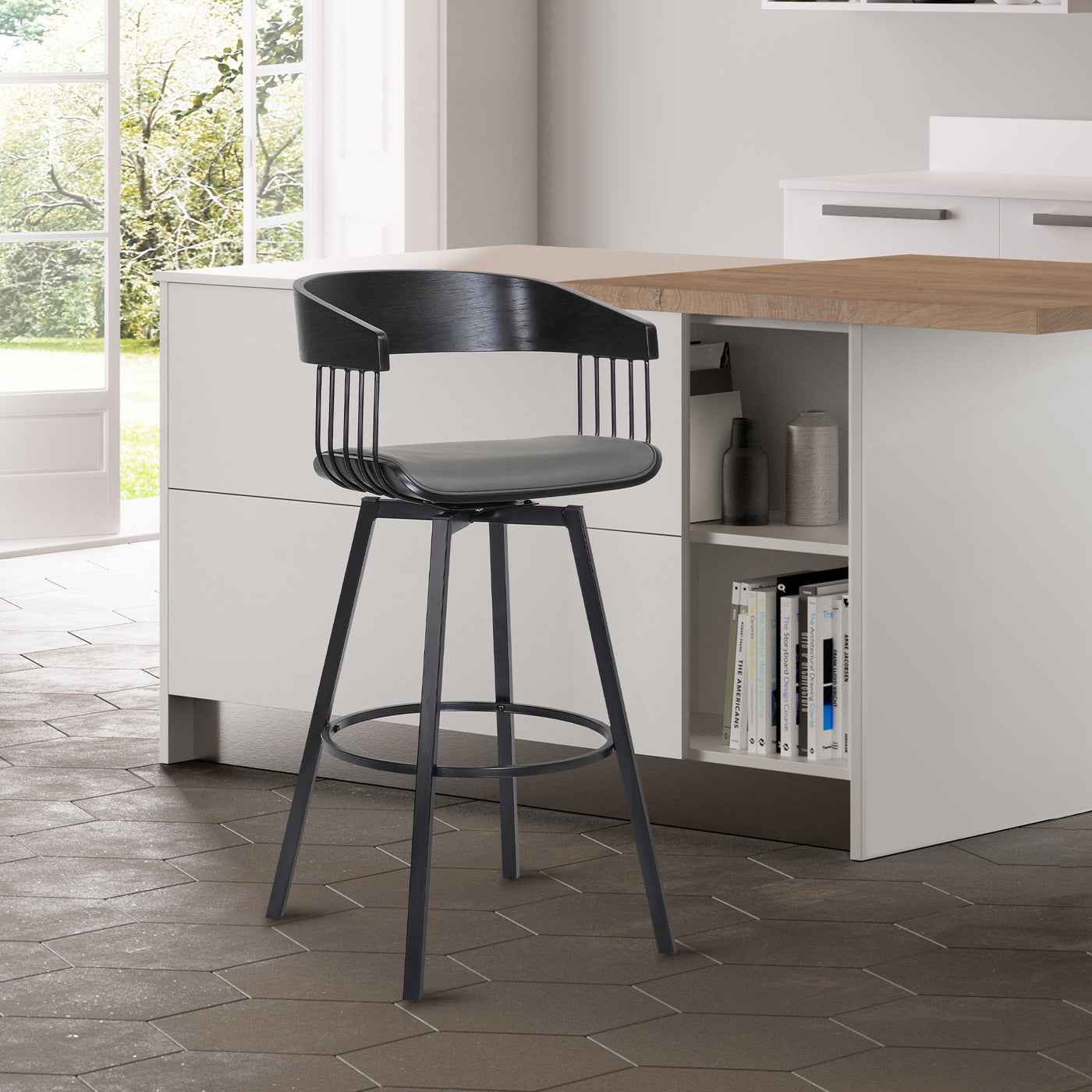 Athena Upholstered Swivel Barstool