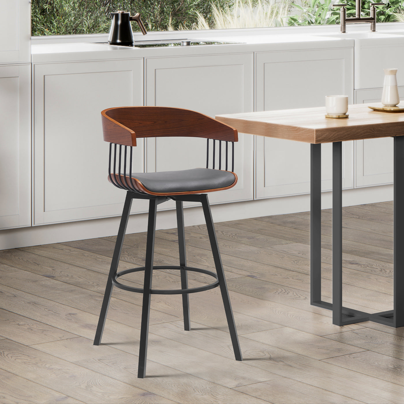 Athena Upholstered Swivel Barstool
