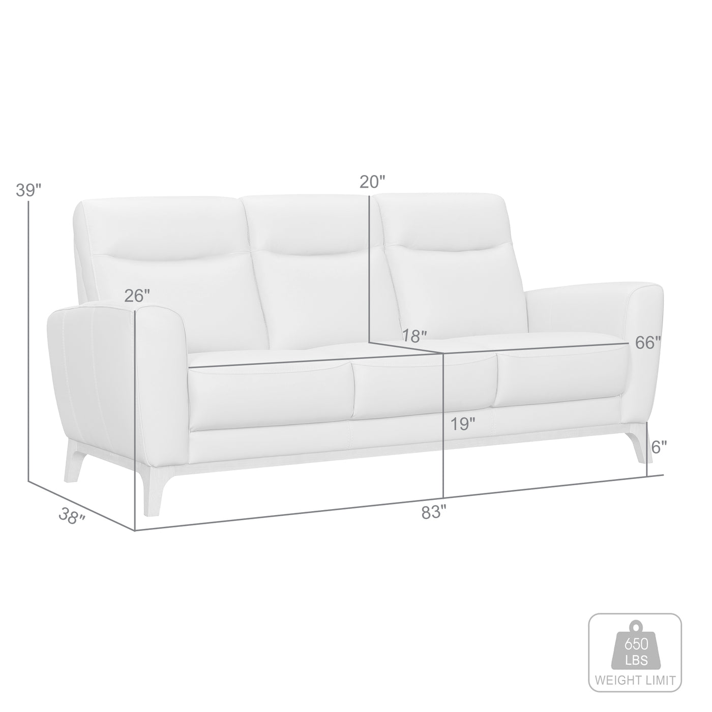Greyson 83 in. Leather Sofa