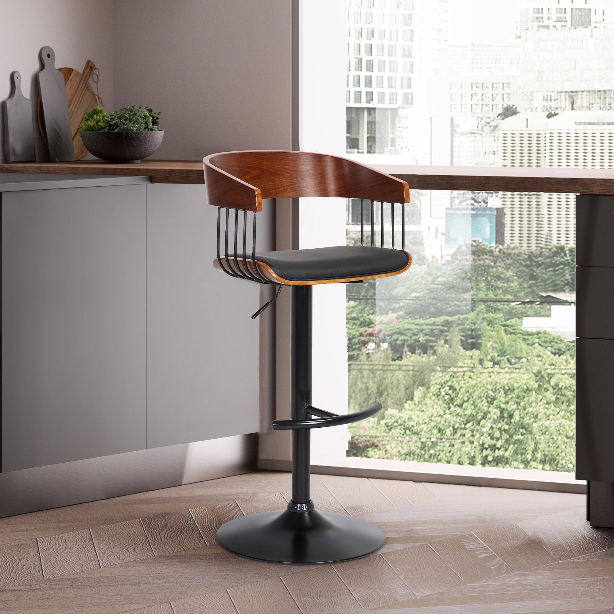 armen living Larisa Upholstered Adjustable Barstool