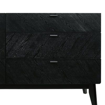 Petra 6 Drawer Wood Dresser in Black Finish