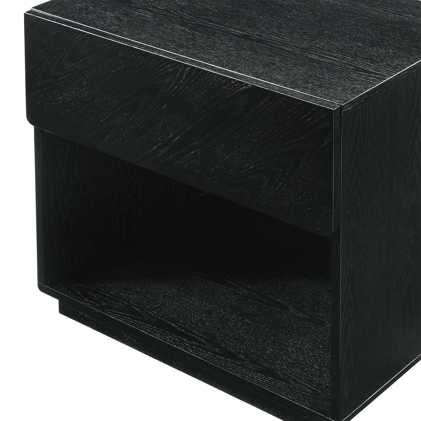 Petra 1 Drawer Wood Nightstand in Black Finish