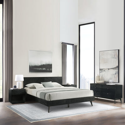 Petra 1 Drawer Wood Nightstand in Black Finish