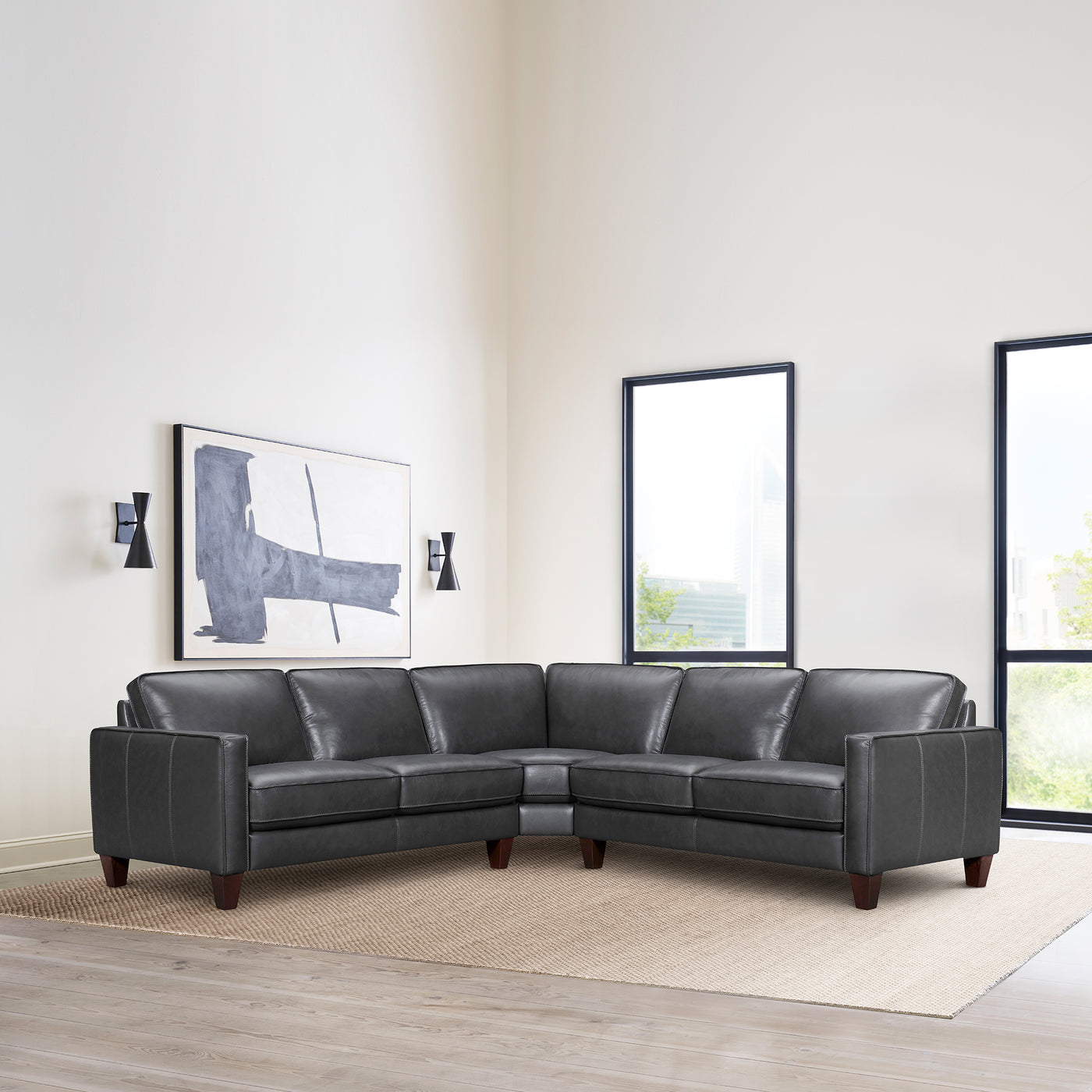 Summit 3 Piece Leather Sectional Sofa