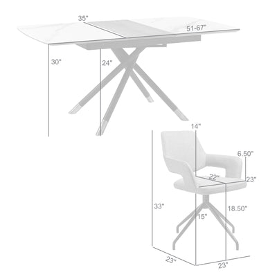 Alora and Penny 5 Piece Extendable Dining Set