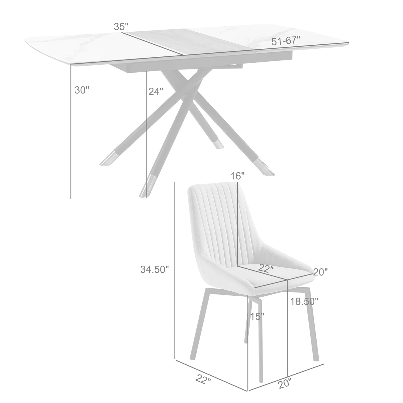 Alora and Susie Extendable 5 Piece Dining Set