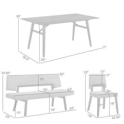 Channell 6 Piece Wood Dining Table Set with Bench