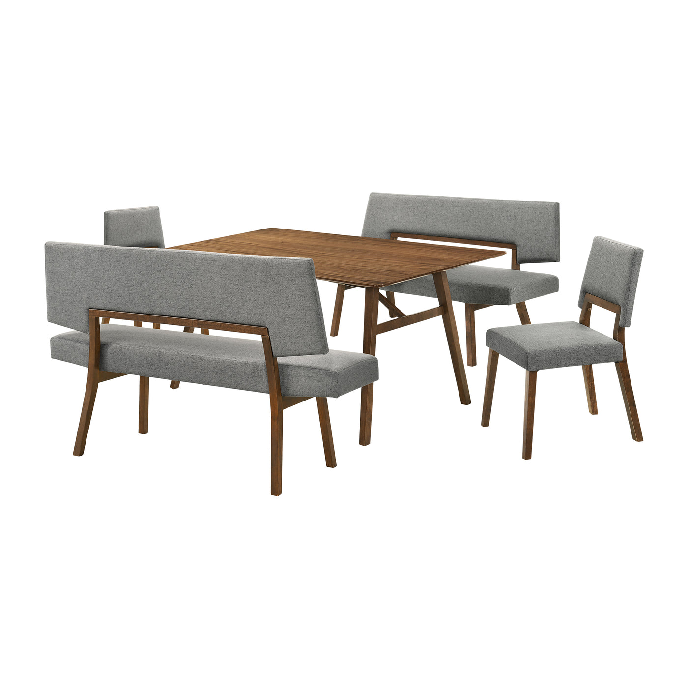 Channell 5 Piece Wood Dining Table Set with Benches