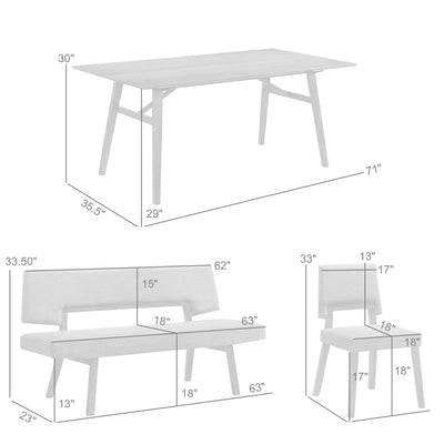 Channell 5 Piece Wood Dining Table Set with Benches