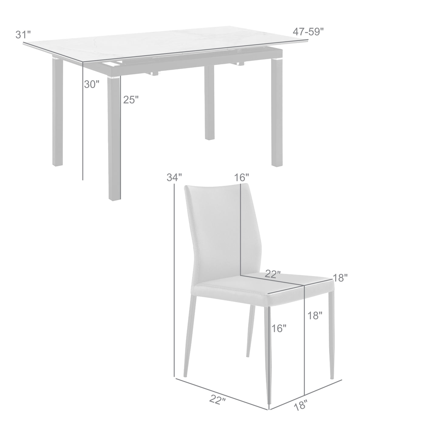 Giana and Kash 7 Piece Extendable Dining Set