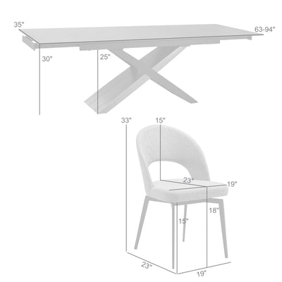 Milena and Lucia 7 Piece Extendable Dining Set