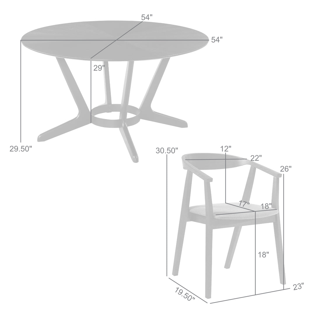 Santana 5 Piece Round Wood Dining Set