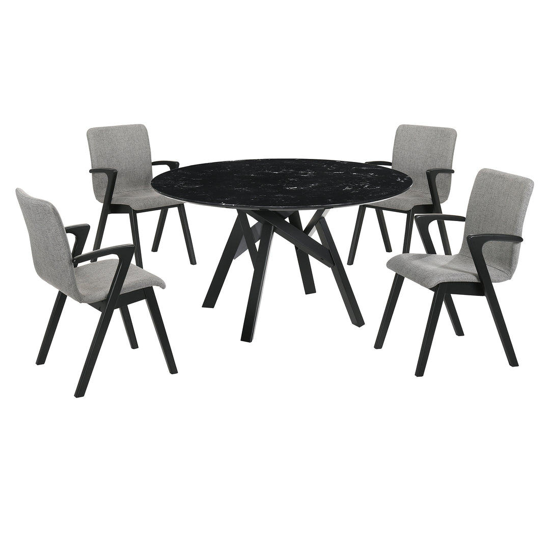 Venus and Varde Black 5-Piece Dining Set