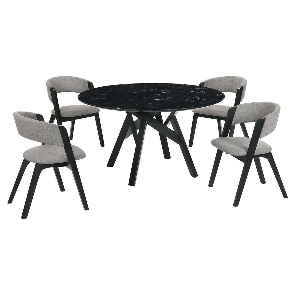 Venus and Rowan 5-Piece Dining Set - SETVEDIBLK5B
